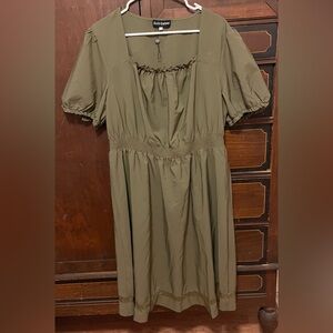 Scarlet Darkness Olive Green Midi Dress